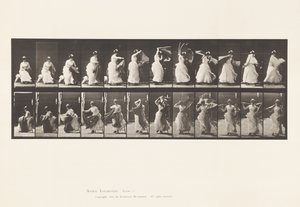 Toilette; Aufstehen vom Stuhl und Anziehen des Schals von Eadweard Muybridge