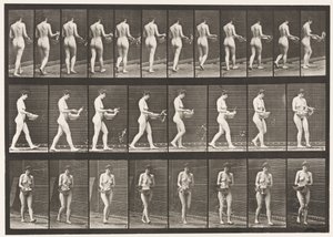 Tafel 43. Gehen, Wasser aus einer Schale spritzen, sich umdrehen von Eadweard Muybridge