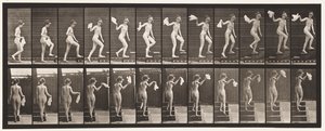 Tafel 96. Treppen hinaufsteigen, sich umsehen; Taschentuch winken von Eadweard Muybridge