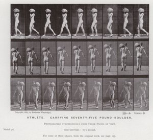 Die menschliche Figur in Bewegung: Athlet, der einen 75-Pfund-Brocken trägt von Eadweard Muybridge