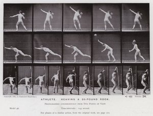 Die menschliche Figur in Bewegung: Athlet, der einen 20-Pfund-Stein wirft von Eadweard Muybridge