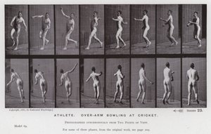 Die menschliche Figur in Bewegung: Athlet, Überarm-Bowling beim Cricket von Eadweard Muybridge