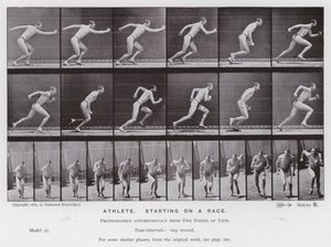 Die menschliche Figur in Bewegung: Athlet, der ein Rennen startet von Eadweard Muybridge