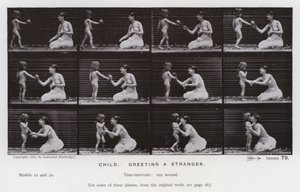 Die menschliche Figur in Bewegung: Kind, das einen Fremden begrüßt von Eadweard Muybridge