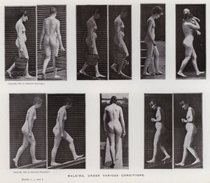 Die menschliche Figur in Bewegung: Gehen unter verschiedenen Bedingungen von Eadweard Muybridge