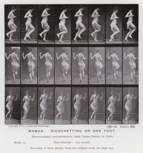 Die menschliche Figur in Bewegung: Frau, die auf einem Fuß hüpft von Eadweard Muybridge