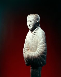 Detail einer Grabfigur, möglicherweise aus der Provinz Shensi von Eastern Han Dynasty Chinese School