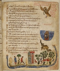 Adler, gesandt von Baruch; Gartenszene, aus Theodore Psalter