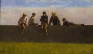 Fünf Jungen auf einer Mauer, ca. 1875-1880 von Eastman Johnson