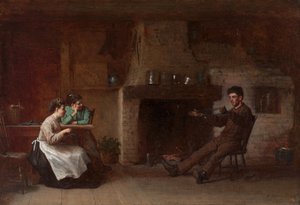 Garnwickeln, Innenansicht einer Küche in Nantucket, 1872 von Eastman Johnson