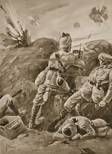 Sepoy Khudadad bedient ein Maschinengewehr, nachdem der Rest der Geschützmannschaft getötet wurde von Edgar Alfred Holloway