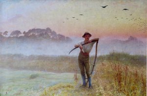 Ein Herbstmorgen: Der Schnitter...Ein Mann mit einer Sense von Edgar Barclay