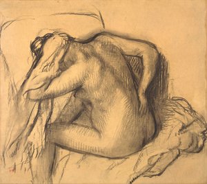 Nach dem Bad, Frau trocknet ihr Haar von Edgar Degas
