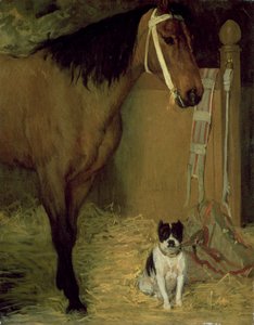 Im Stall, Pferd und Hund, ca. 1862 von Edgar Degas