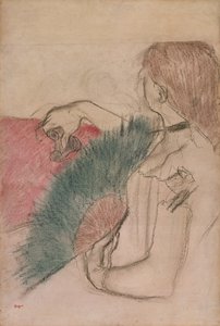 Im Theater, Frau mit einem Fächer, 1880 von Edgar Degas
