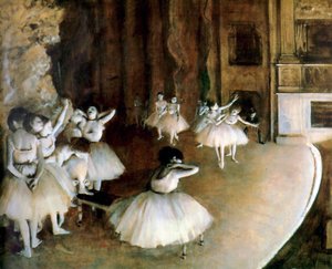 Ballettprobe auf der Bühne, 1874 von Edgar Degas