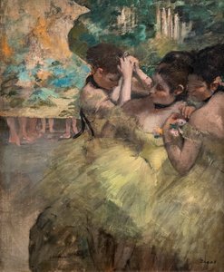 Hinter den Kulissen (auch bekannt als „Gelbe Tänzerinnen“) von Edgar Degas