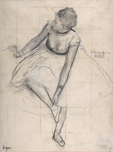 Tänzerin, die ihren Schuh anpasst (Ballerina). Zeichnung von Edgar Degas (1834-1917) New York City. Metropolitan Museum of Art.