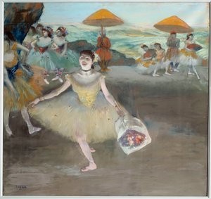 Tänzerin mit Blumenstrauß auf der Bühne (1878) von Edgar Degas