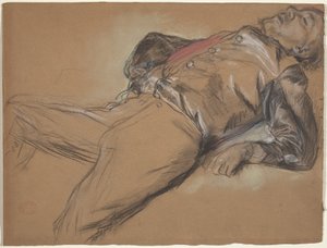 Gefallener Jockey, Studie für Szene aus dem Steeplechase: Der gefallene Jockey, ca. 1866 von Edgar Degas