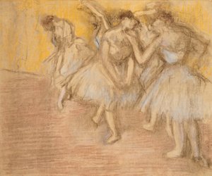 Fünf Tänzer auf der Bühne, ca. 1906-08 von Edgar Degas