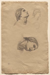 Vier Studien des Kopfes einer jungen Italienerin von Edgar Degas
