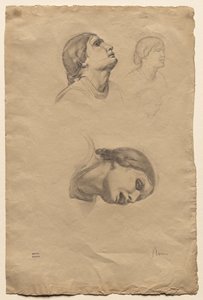 Vier Studien des Kopfes einer jungen Italienerin von Edgar Degas