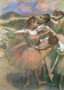 Vier Tänzer auf der Bühne von Edgar Degas