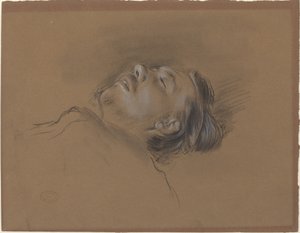 Kopf des gefallenen Jockeys, Studie für Szene vom Hindernisrennen: Der gefallene Jockey, ca. 1866