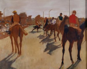 Der Umzug, auch Pferderennen vor den Tribünen genannt von Edgar Degas