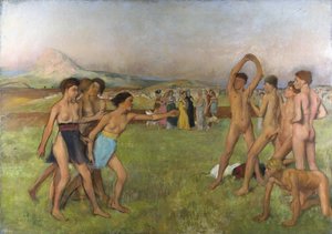 Kleine spartanische Mädchen provozieren Jungen. Um 1860-1862 von Edgar Degas