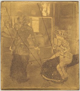 Mary Cassatt im Louvre: Die etruskische Galerie [Kupferplatte] von Edgar Degas