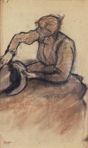 Modistin, die einen Hut verziert, ca. 1898 von Edgar Degas