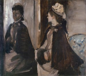 Frau Jeantaud im Spiegel, um 1875 von Edgar Degas
