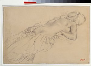 Liegende nackte Frau, Studie für „Szene aus dem Mittelalter“ von Edgar Degas