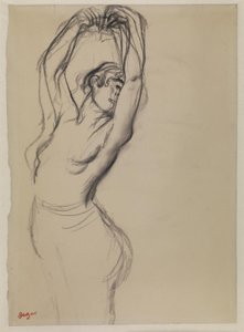 Nackte Tänzerin mit erhobenen Armen von Edgar Degas