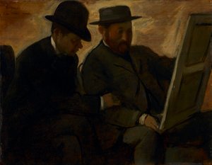 Paul Lafond und Alphonse Cherfils betrachten ein Gemälde von Edgar Degas