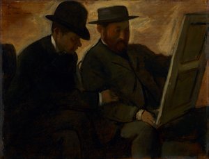 Paul Lafond und Alphonse Cherfils betrachten ein Gemälde, ca. 1878-1880 von Edgar Degas