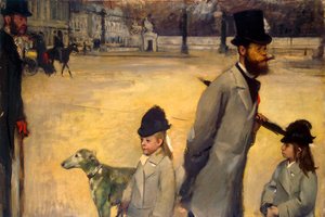 Place de la Concorde, Viscount Lepic und seine Töchter überqueren die Place de la Concorde, 1875 von Edgar Degas