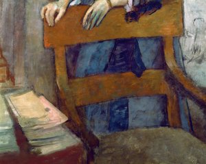 Porträt von Helene Rouart im Arbeitszimmer ihres Vaters, Detail des Stuhls, ca. 1886 (Detail) von Edgar Degas