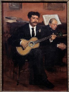 Porträts von Lorenzo Pagans (1838-1883), spanischer Tenor, und Auguste De Gas (1807-1874), Vater des Künstlers. Gemälde von Edgar Degas (1834-1917) von Edgar Degas