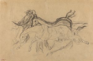 Rennpferde (Studie für "Szene vom Hindernisrennen: Der gefallene Jockey") von Edgar Degas