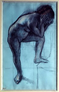 Stehende nackte Frau. Pastell und Kohle von Edgar Degas. Paris, Musée d