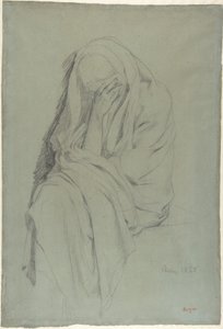 Studie für Vieille Italienne (recto); Draperiestudie (verso) von Edgar Degas