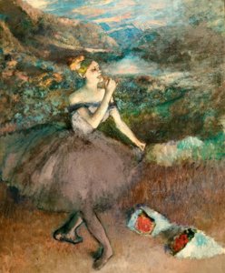 Tänzerin mit Blumensträußen von Edgar Degas