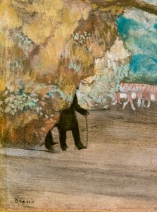 Der Vorhang (Detail). Um 1881. Pastell auf Kohle und Monotypie, montiert auf Karton. von Edgar Degas