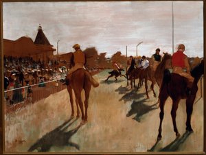 Die Parade oder Rennpferde vor den Tribünen von Edgar Degas