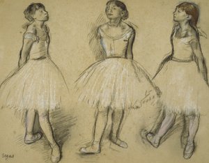 Drei Studien einer Tänzerin in vierter Position, 1879-80 von Edgar Degas