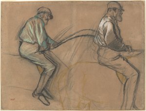 Zwei Studien eines Jockeys, ca. 1884 von Edgar Degas
