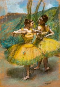 Zwei Tänzerinnen in Gelb. Um 1896. Pastell und Kohle auf zwei Papierstreifen.